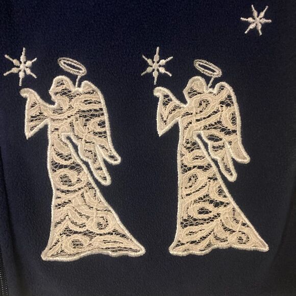 Rebecca Malone Womens Vest Embroidered Lace Angel Scene Navy Blue Women’s Small - Picture 4 of 6